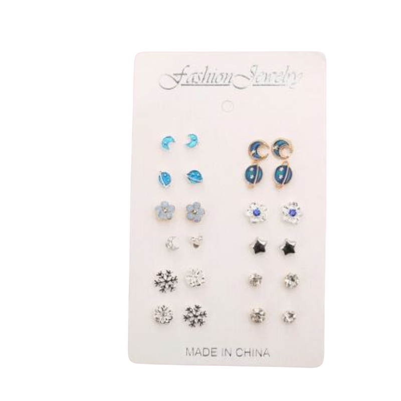 12 Unidades brincos de combinação de lua cravejados de diamantes da moda