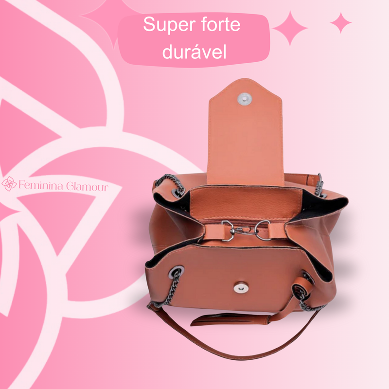 Bolsas Santa Lolla™ + Brinde Bolsa Saco Media + Bolsa Corrente Pequena + Carteira . ( Ultimas Unidades ) - Feminina Glamour