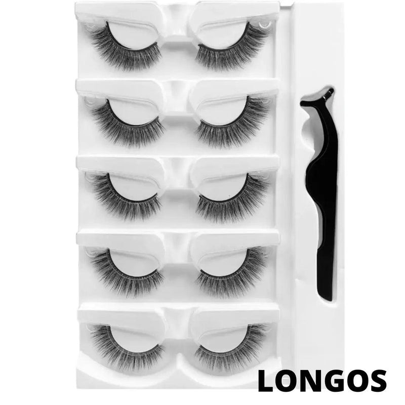 O Melhor Kit Com 5 Pares de Cílios Reutilizáveis + Pinça de Brinde